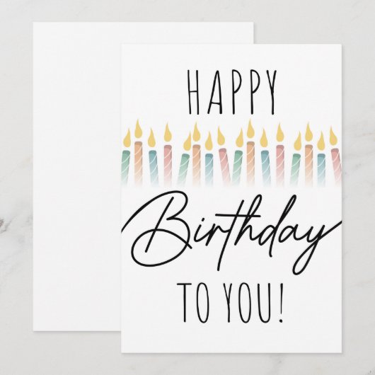 Gelukkige verjaardag voor u typografie & kaarsen save the date (Voorkant / Achterkant)