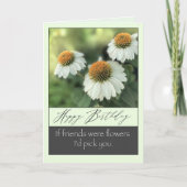 Gelukkige verjaardag voor vriend witte bloemen kaart (Voorkant)