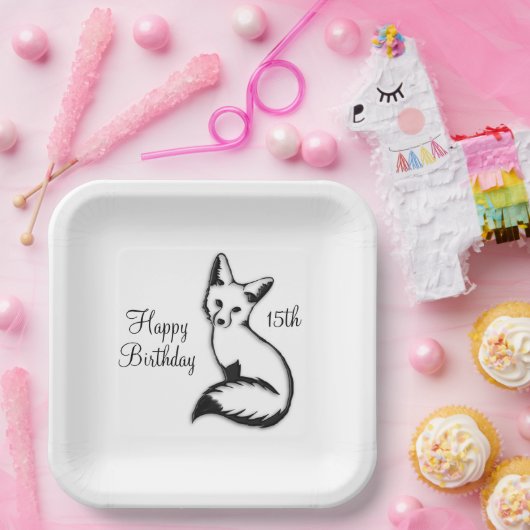 Gelukkige verjaardag Vos met Leeftijd Papieren Bordje (Feest)