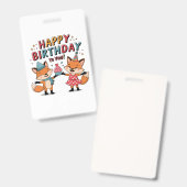 Gelukkige verjaardag Vossen Badge (Voor- en achterkant)