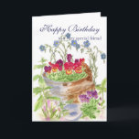 Gelukkige Verjaardag Vriend Bloemenememmer Boeket  Kaart<br><div class="desc">An old rustic bucket filled with blooming flowers painted in watercolor. Find this design on birthday greeting cards too! Fun cheerful spring design for gifts.</div>
