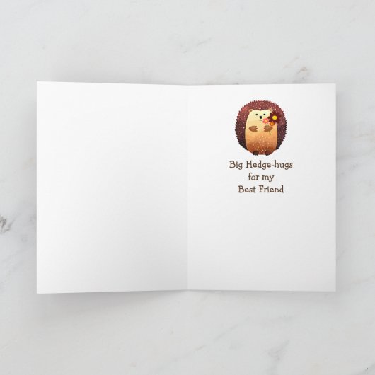 Gelukkige verjaardag vriend egel knuffel, egelknuf kaart (Binnen)