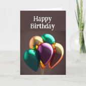 Gelukkige Verjaardag Vriend Metaalballonnen Kaart (Voorkant)