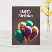 Gelukkige Verjaardag Vriend Metaalballonnen Kaart (Gele Bloem)