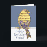 Gelukkige Verjaardag Vriend Muzikant Fun Muziek No Kaart<br><div class="desc">Verjaardag Groet voor Muzikant Vriend met Fun Music Note Bird</div>