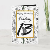 Gelukkige Verjaardag Vrijdag de 13e Zwarte Kat Blo Kaart (Voorkant)