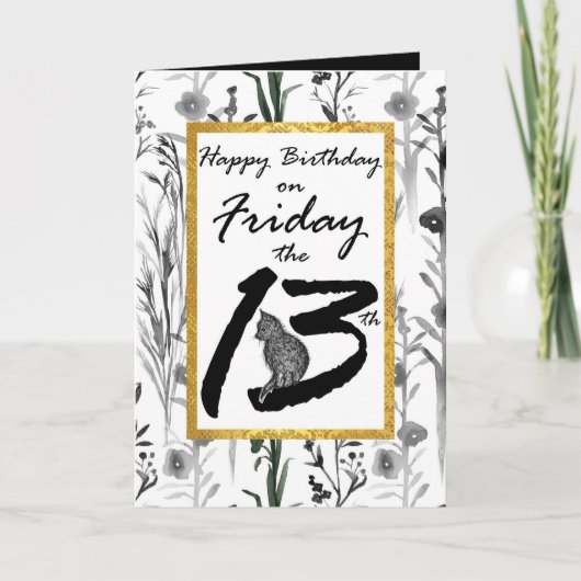 Gelukkige Verjaardag Vrijdag de 13e Zwarte Kat Blo Kaart (Voorkant)