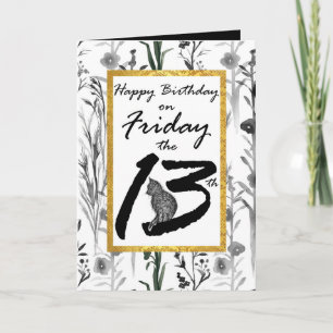 Gelukkige Verjaardag Vrijdag de 13e Zwarte Kat Blo Kaart