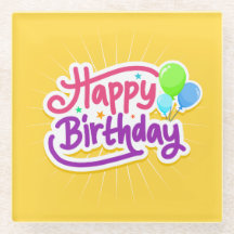 Gelukkige Verjaardag Vrolijk Geel Modern