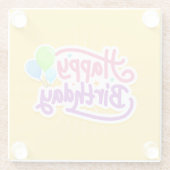 Gelukkige Verjaardag Vrolijk Geel Modern Glazen Onderzetter (Achterkant)