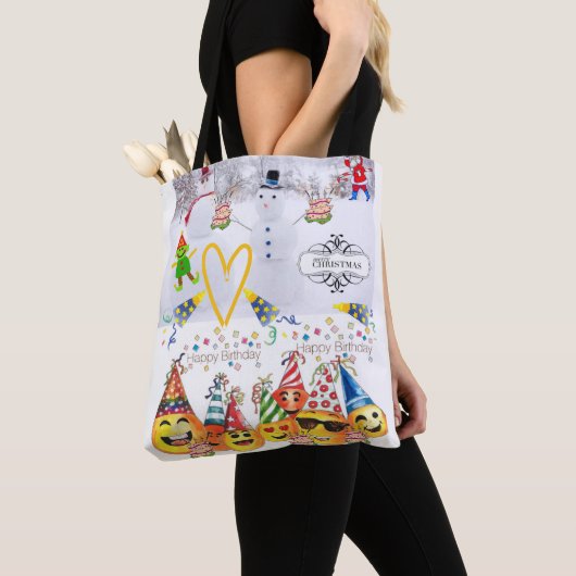Gelukkige Verjaardag Vrolijk Kerstfeest Vrouwen Ca Tote Bag (Dichtbij)