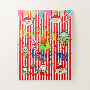 Gelukkige Verjaardag Vrolijke Kerstpuzzel Legpuzzel