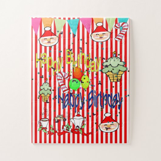Gelukkige Verjaardag Vrolijke Kerstpuzzel Legpuzzel (Verticaal)