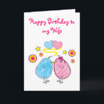 Gelukkige Verjaardag Vrouw Kaart<br><div class="desc">Twee kussende kikkers versieren deze speciale kaart om de verjaardag van je vrouw te vieren. Voor overeenkomende items,  typ "pinguïncornerstore kuikens" in de Zazzle zoekbalk.</div>