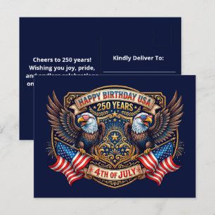 Gelukkige Verjaardag VS 250 Jaar   Patriottische A Briefkaart