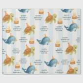 Gelukkige Verjaardag Walvis & Schildpad | nautisch Cadeaupapier (Vlak)