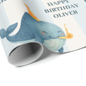 Gelukkige Verjaardag Walvis & Schildpad | nautisch Cadeaupapier (Rol Hoek)