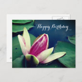 Gelukkige Verjaardag Water Lilly Poscard Briefkaart (Voorkant / Achterkant)