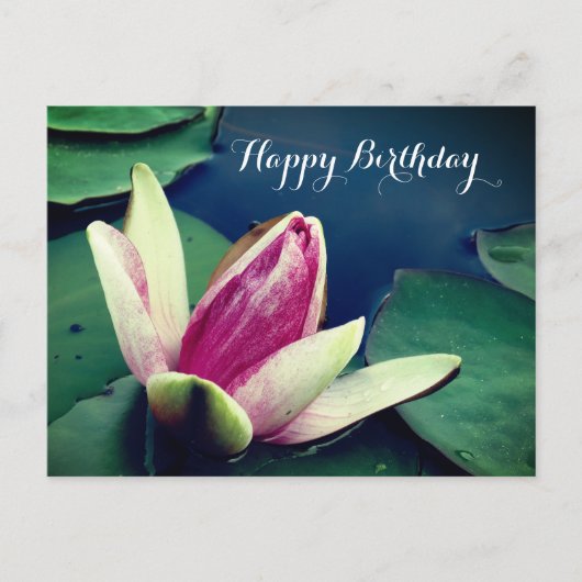 Gelukkige Verjaardag Water Lilly Poscard Briefkaart (Voorkant)