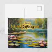 Gelukkige verjaardag Waterlelie Vijver, Bos, Natuu Briefkaart (Voorkant / Achterkant)