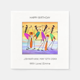 Gelukkige verjaardag, Waterverf die geluk uitdrukt Servet