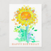 Gelukkige Verjaardag Waterverf Leeuwenbloem Briefkaart (Voorkant)