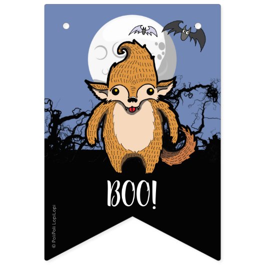 Gelukkige Verjaardag Weerwolf Volle Maan en Vleerm Vlaggetjes (Eerste vlag)