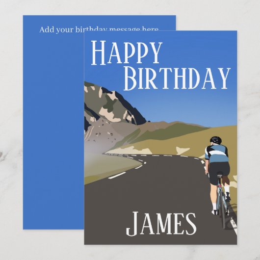 Gelukkige verjaardag weg fietsen, Col du tourmalet Feestdagenkaart (Voorkant / Achterkant)