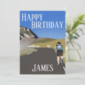 Gelukkige verjaardag weg fietsen, Col du tourmalet Feestdagenkaart (Staand voorkant)