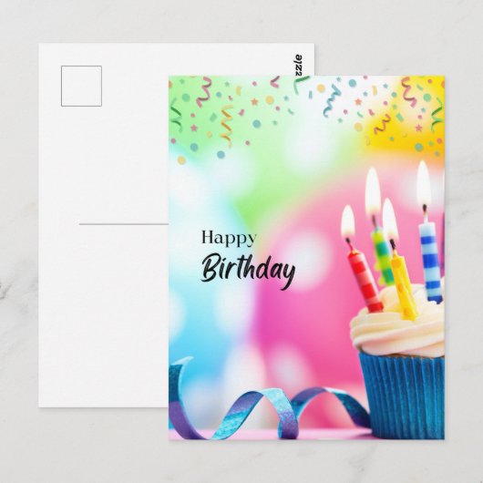 Gelukkige verjaardag wens briefkaart (Voorkant / Achterkant)