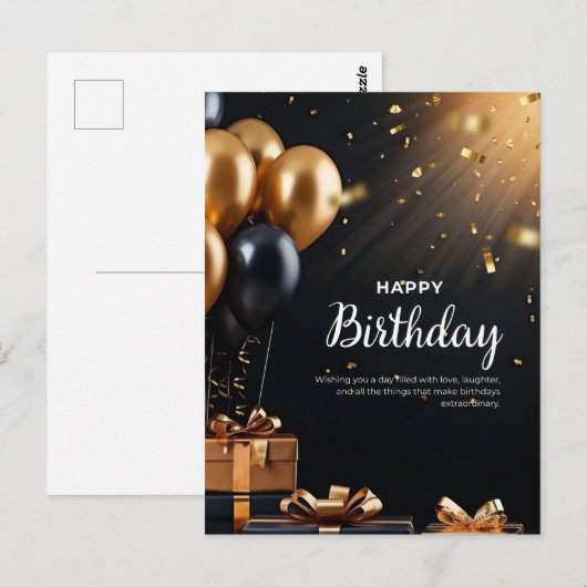 Gelukkige verjaardag wens briefkaart (Voorkant / Achterkant)