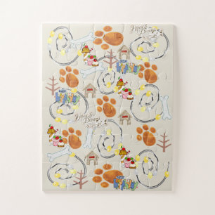 Gelukkige Verjaardag wens voor een hondCupcake Jig Legpuzzel