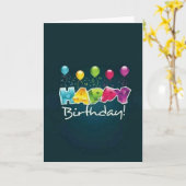 Gelukkige Verjaardag Wensen Ballonnen Kaart (Gele Bloem)