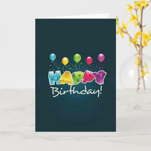 Gelukkige Verjaardag Wensen Ballonnen Kaart (Gele Bloem)