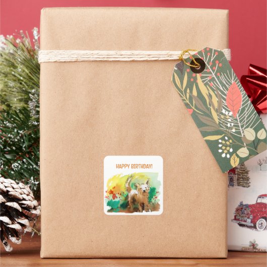 Gelukkige verjaardag! West highland doodsbang. Vierkante Sticker (Feestdagen)