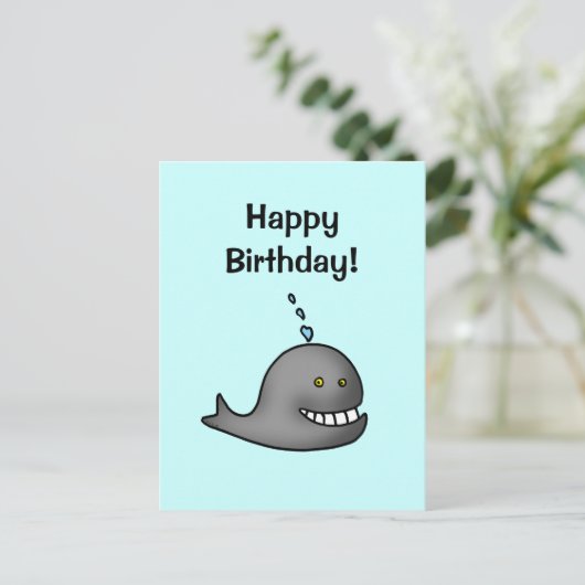 Gelukkige verjaardag! (whale) briefkaart (Staand voorkant)