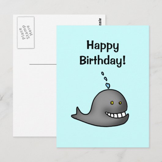 Gelukkige verjaardag! (whale) briefkaart (Voorkant / Achterkant)