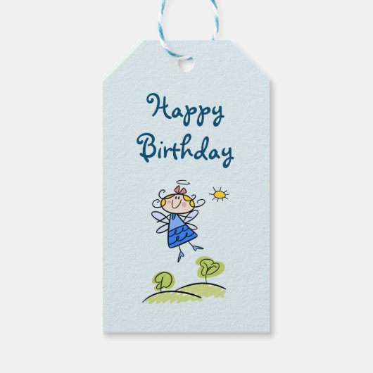 Gelukkige Verjaardag Whimsical Gelukkig Vliegend E Cadeaulabel (Achterkant)