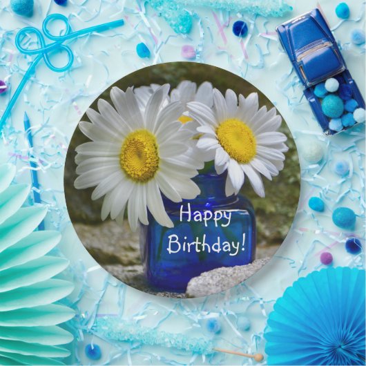Gelukkige verjaardag White Daisy Papieren Bordje (Feest)