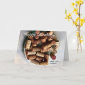 Gelukkige verjaardag wijnkurken kaart (Gele Bloem)