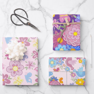 Gelukkige Verjaardag Wilde Bloemen Tuin Boho Patro Inpakpapier Vel