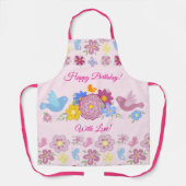 Gelukkige Verjaardag Wilde Bloemen Tuin Vogels Pat Schort (Voorkant)