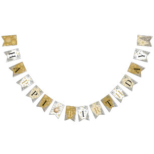 Gelukkige Verjaardag Winter Wonderland Gold Vlaggetjes