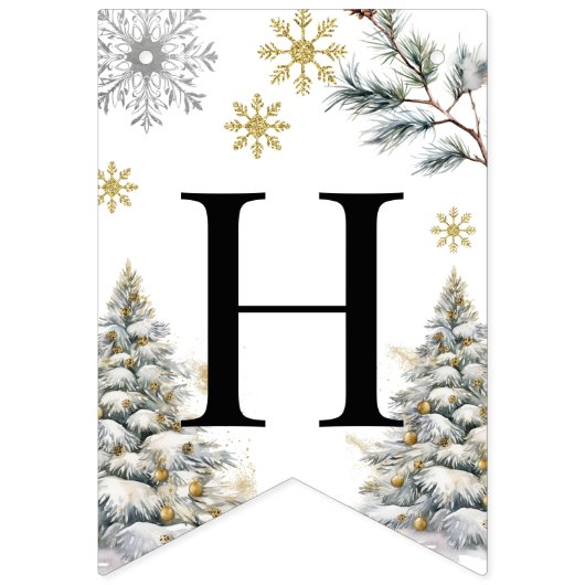 Gelukkige Verjaardag Winter Wonderland Gold Vlaggetjes (Tweede vlag)