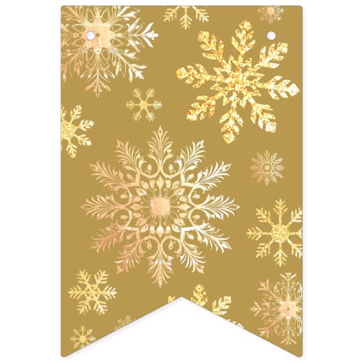 Gelukkige Verjaardag Winter Wonderland Gold Vlaggetjes (Eerste vlag)