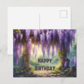 Gelukkige verjaardag Wisteria Bloemen Briefkaart (Voorkant / Achterkant)