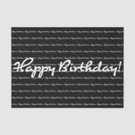 Gelukkige verjaardag! Wit Casual script herhalen Tissuepapier