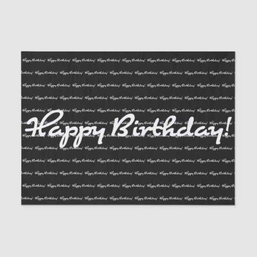 Gelukkige verjaardag! Wit Casual script herhalen Tissuepapier (Voorkant)