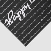 Gelukkige verjaardag! Wit Casual script herhalen Tissuepapier (Detail)