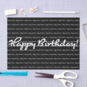 Gelukkige verjaardag! Wit Casual script herhalen Tissuepapier (Craft)